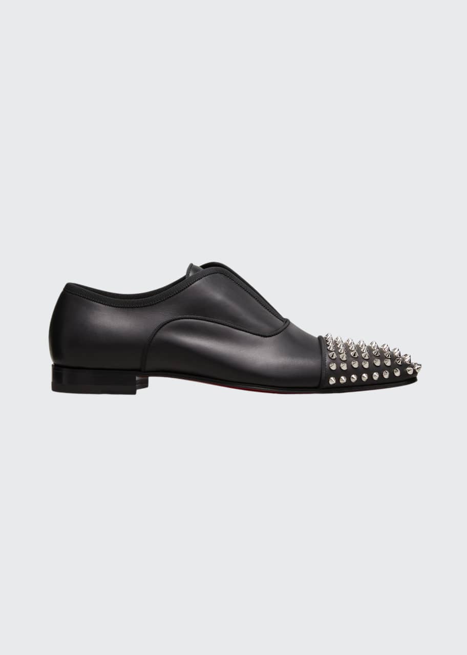 Men s Alpha Male Spikes Leather Slip On Oxfords