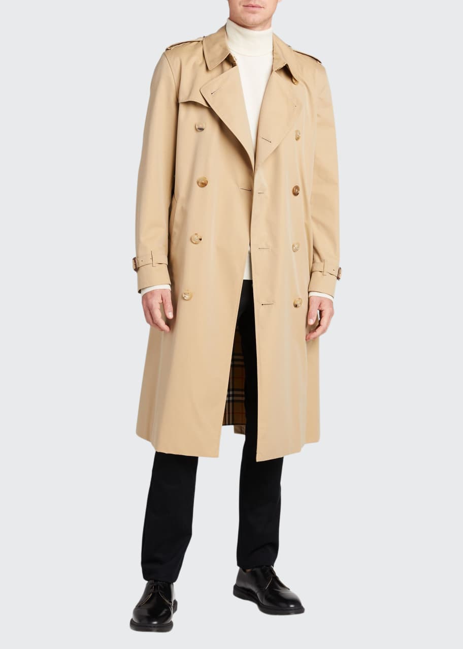 Burberry Men's Kensington Double-Breasted Long Trench Coat - Bergdorf ...