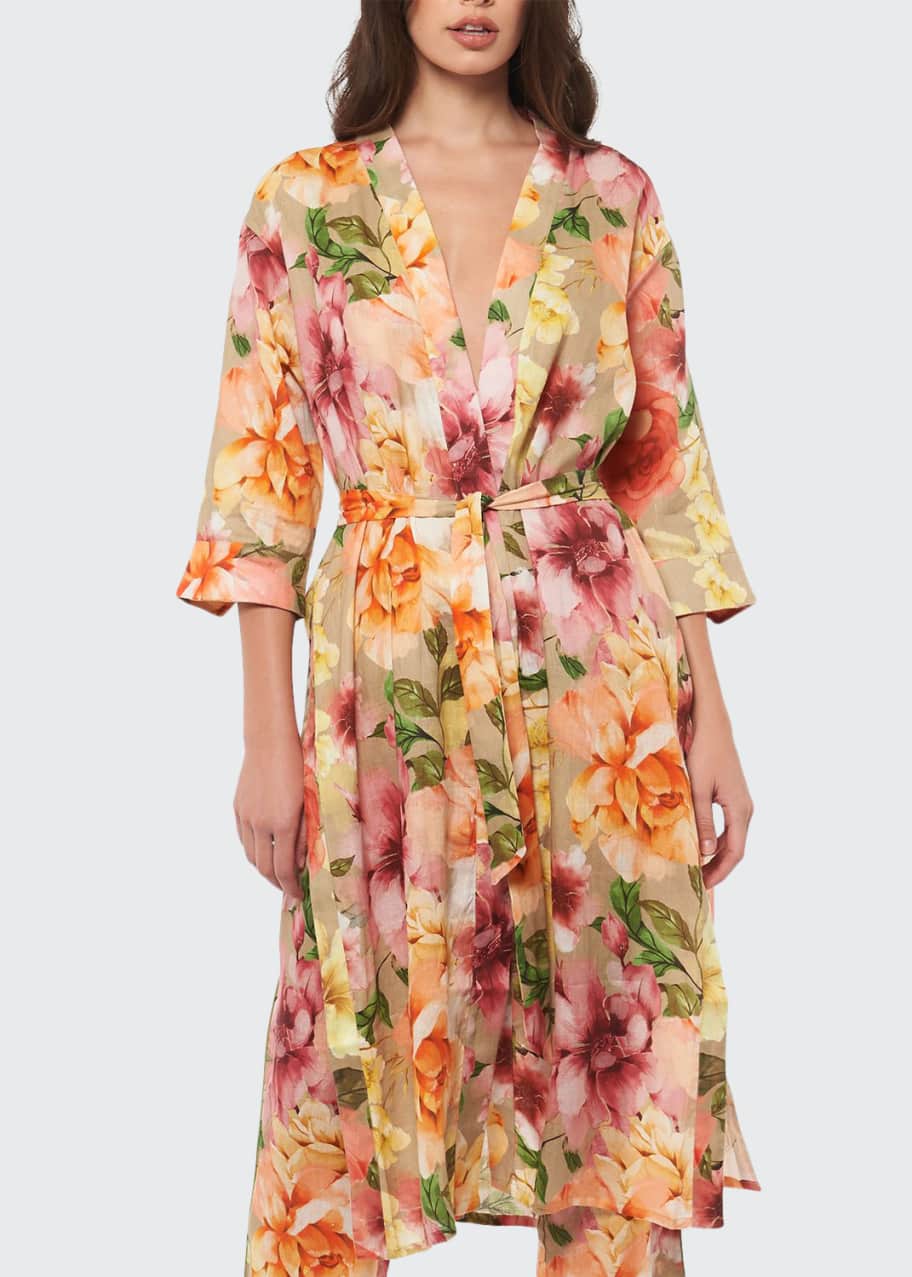 Image 1 of 1: Sophie Yellow Mellow Linen Robe