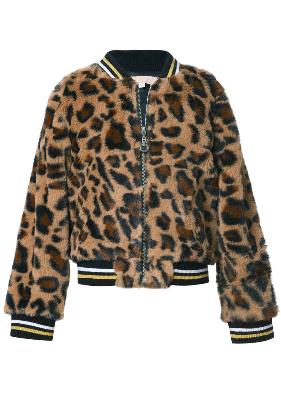Hannah Banana Girl s Leopard Print Faux Fur Bomber Jacket Size 2 6 Bergdorf Goodman
