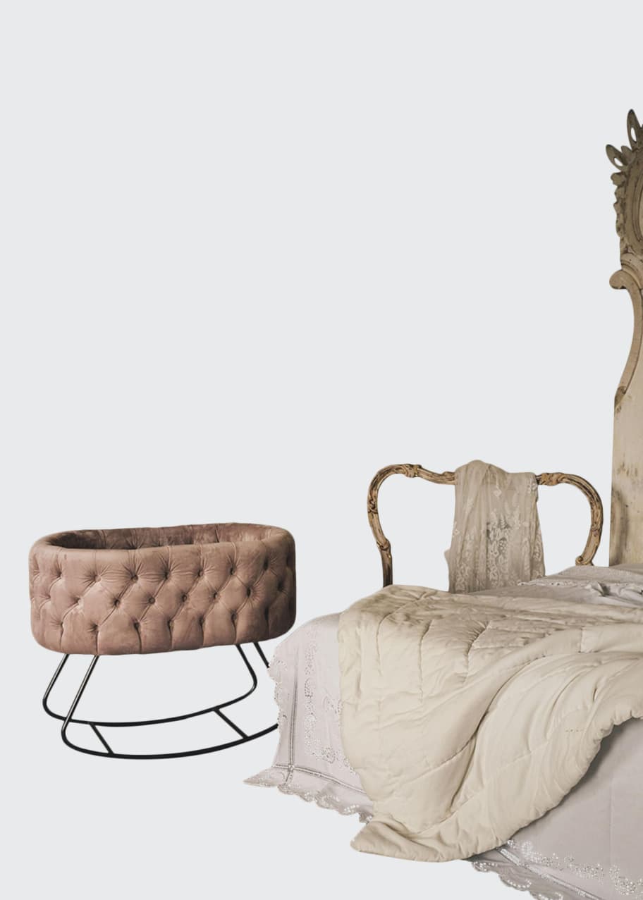 Aristot Tufted Velvet Bassinet with Dondolo Base - Bergdorf Goodman