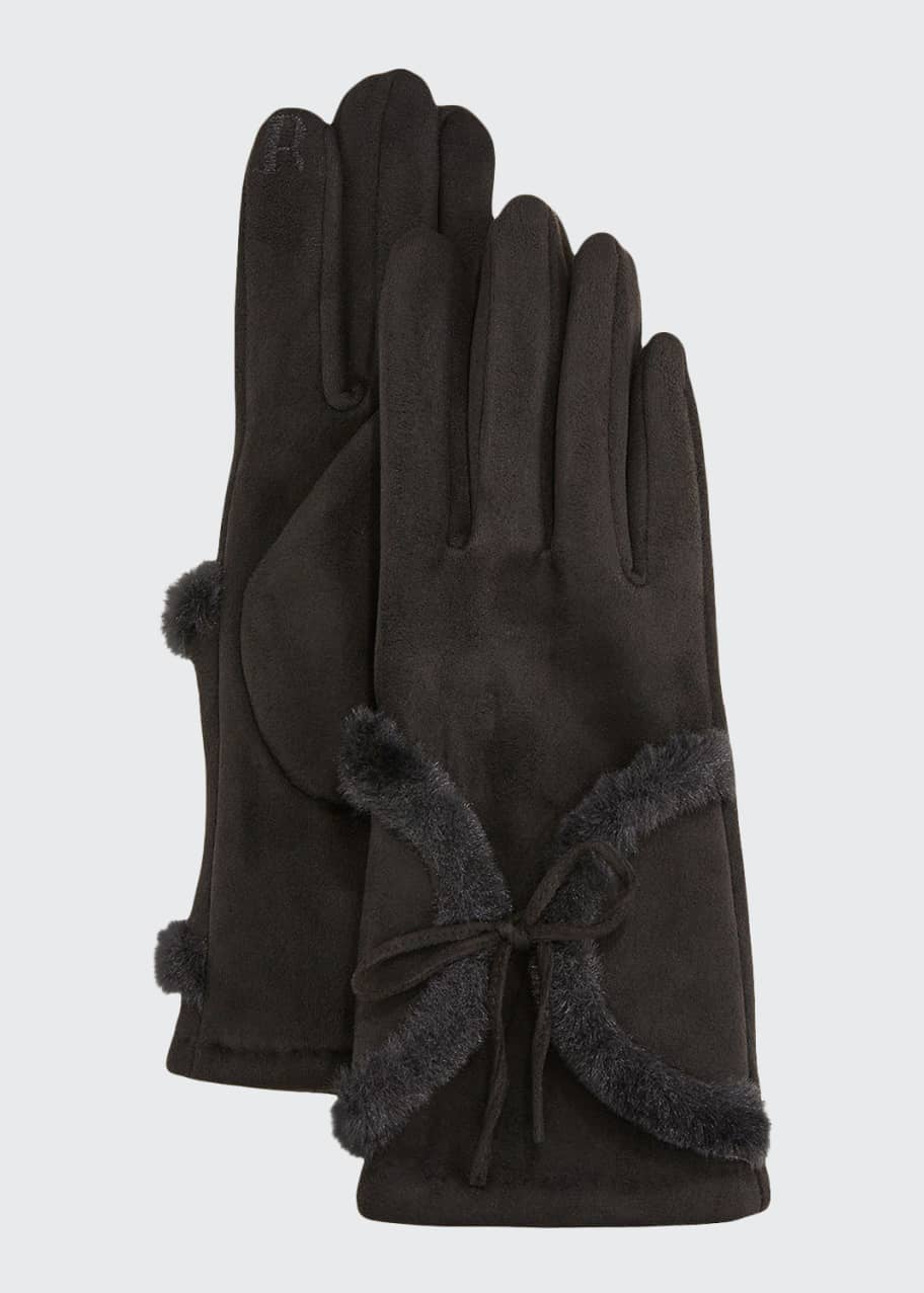 Image 1 of 1: Kora Faux Suede Gloves with Faux Fur