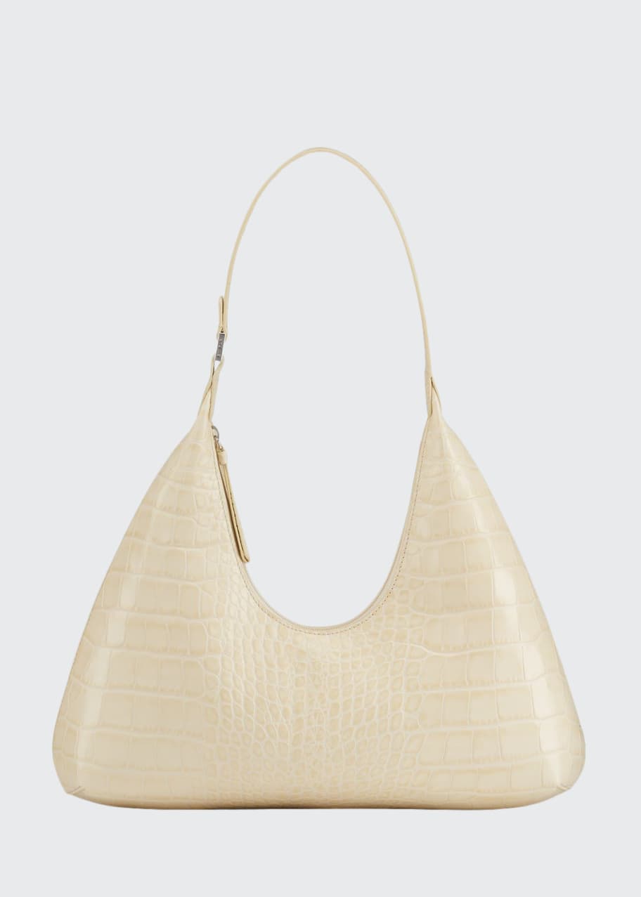 Amber Moc Croc Shoulder Bag Cream
