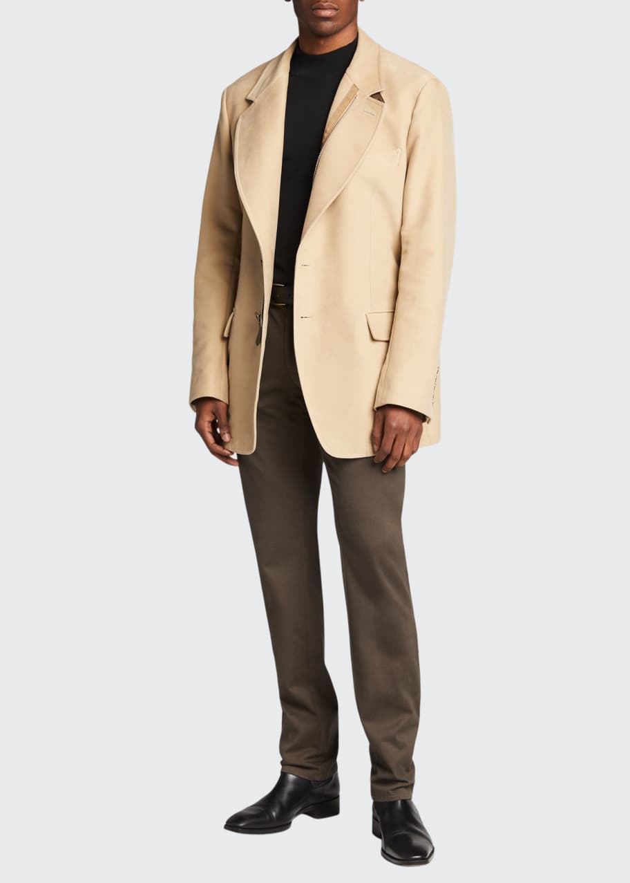 TOM FORD Men's NotchLapel Jacket w/ Leather Detail Bergdorf Goodman