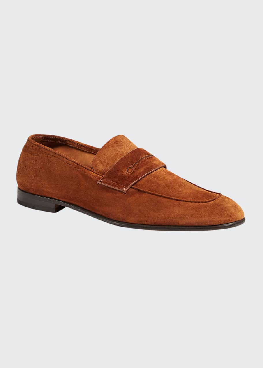 ZEGNA Men's Suede SlipOn Penny Loafers Bergdorf Goodman