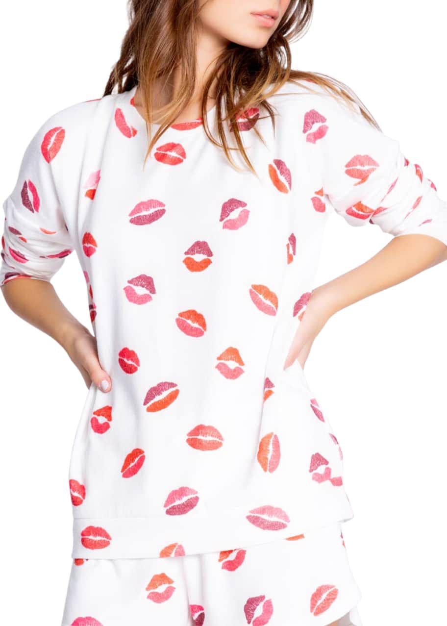 PJ Salvage Sealed Kiss Lips Long Sleeve Pajama Top Bergdorf Goodman