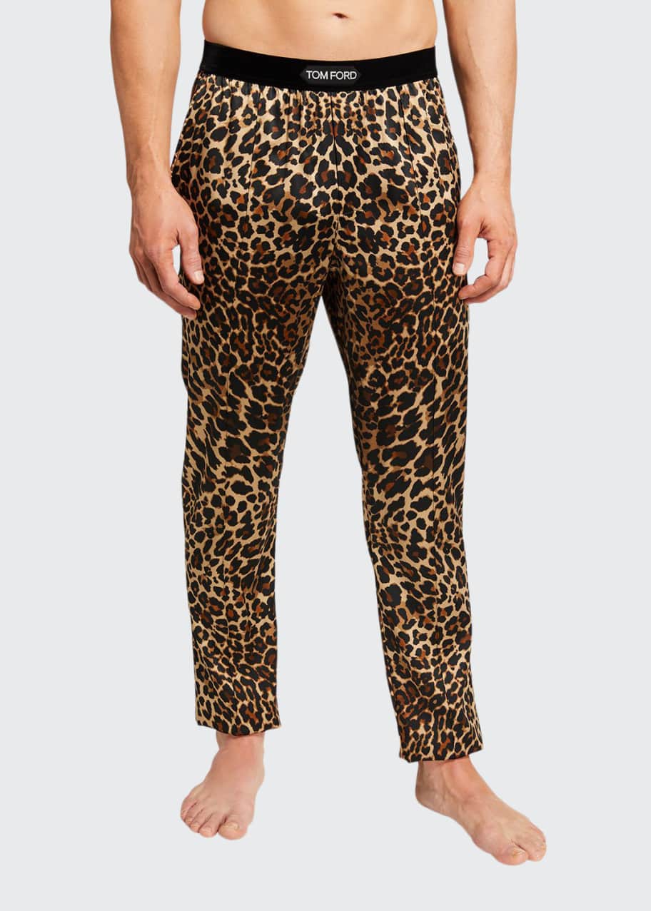 TOM FORD Men's Reflected Leopard-Print Silk Pajama Pants