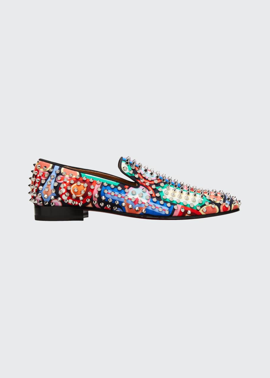 Christian Louboutin Men's Dandelion Spiked Abstract-Print Red-Sole