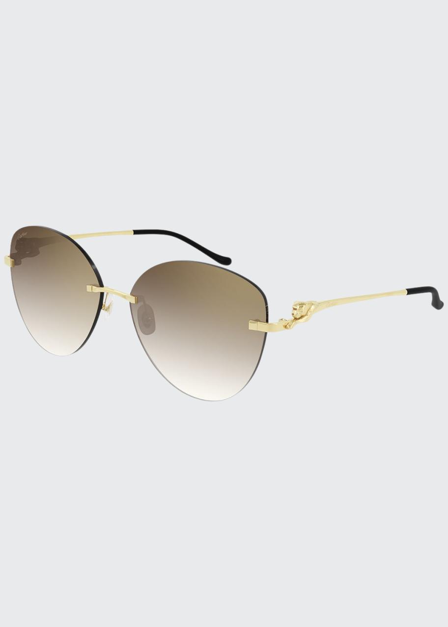 Cartier Rimless Metal Cat-Eye Sunglasses - Bergdorf Goodman