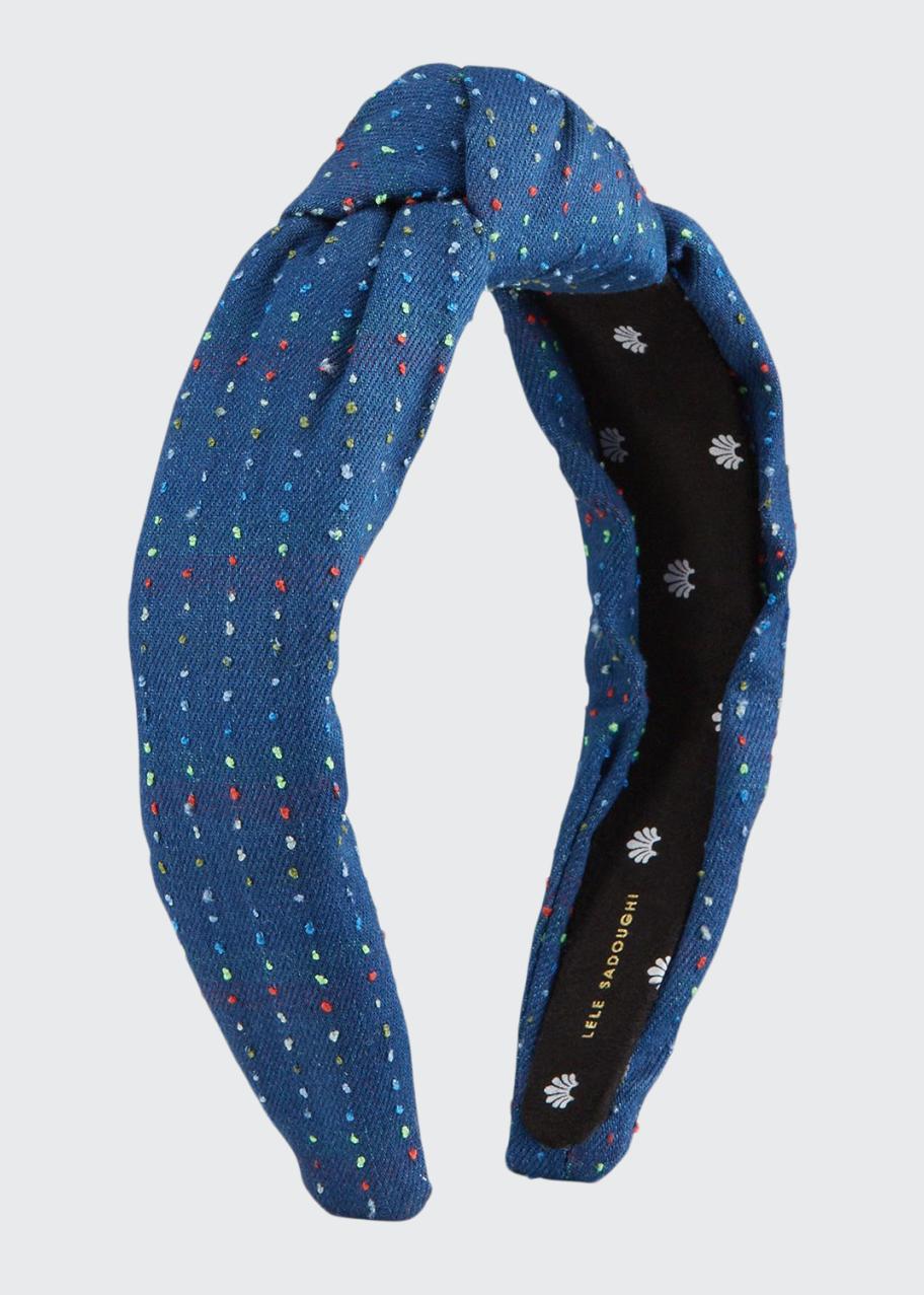 Lele Sadoughi Rainbow Denim Knotted Headband - Bergdorf Goodman display picture 3