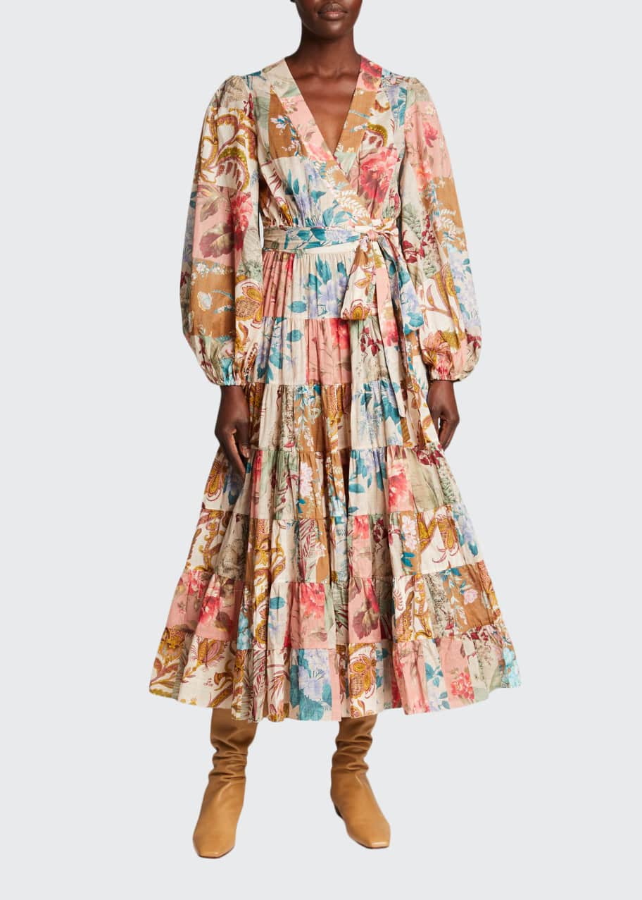 Zimmermann Cassia Patch Midi Wrap Dress - Bergdorf Goodman