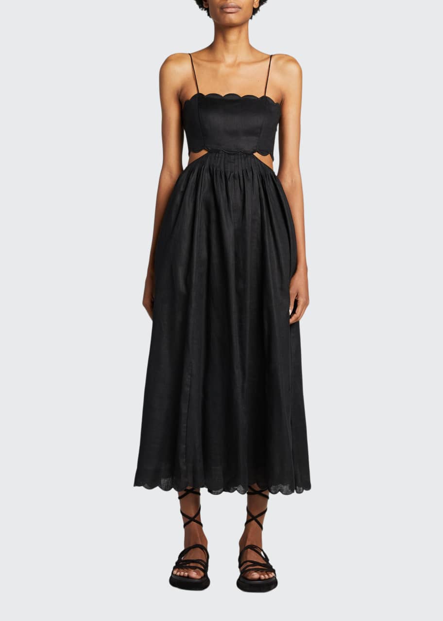 knee length dresses for ladies Zimmermann Aliane Scallop Midi Dress