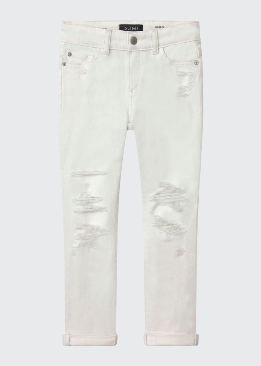 DL1961 Girl's Harper Distressed Boyfriend Denim Jeans, Size 46