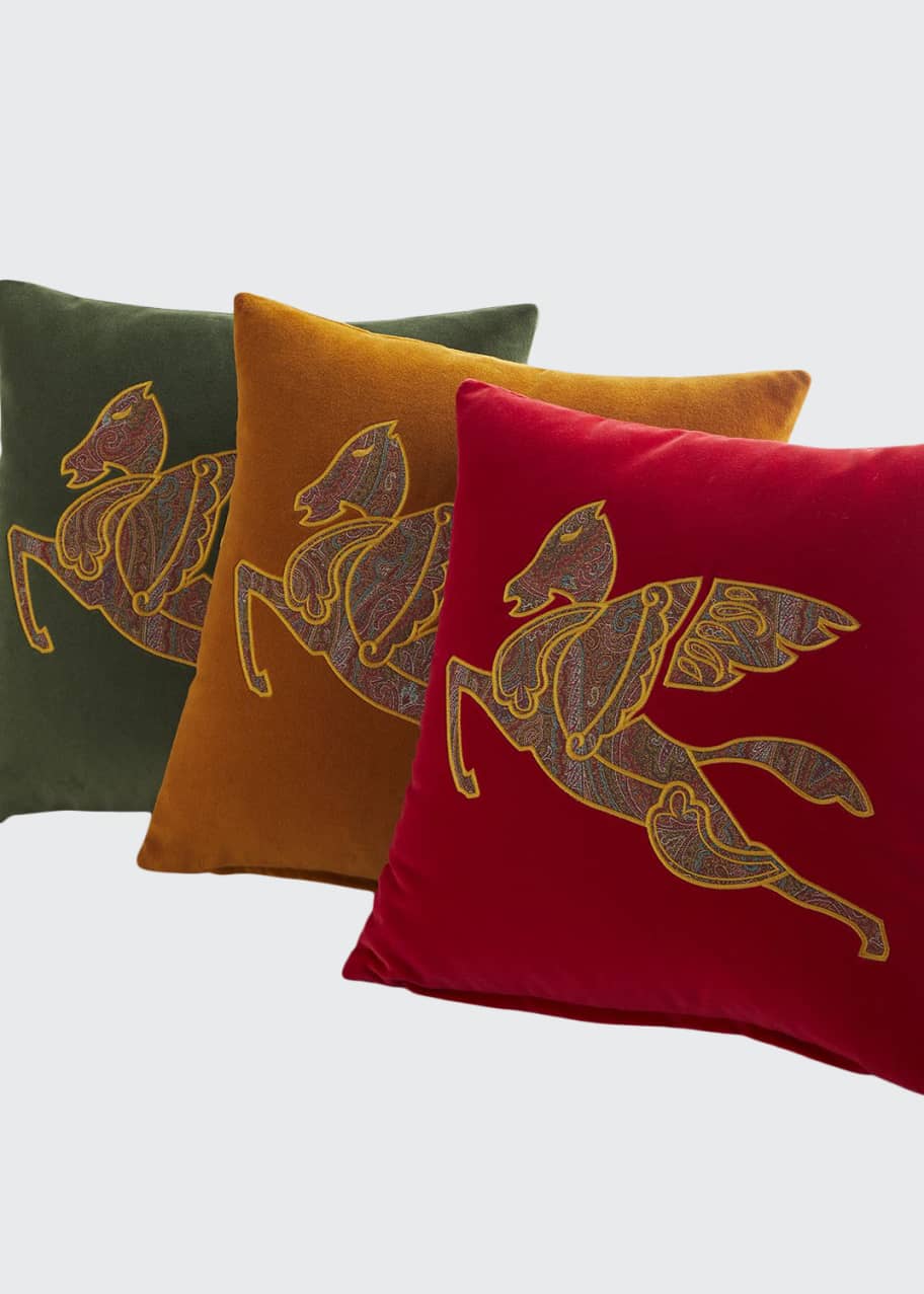 Etro Somerset Embroidered Velvet Pillow, 18" Bergdorf Goodman