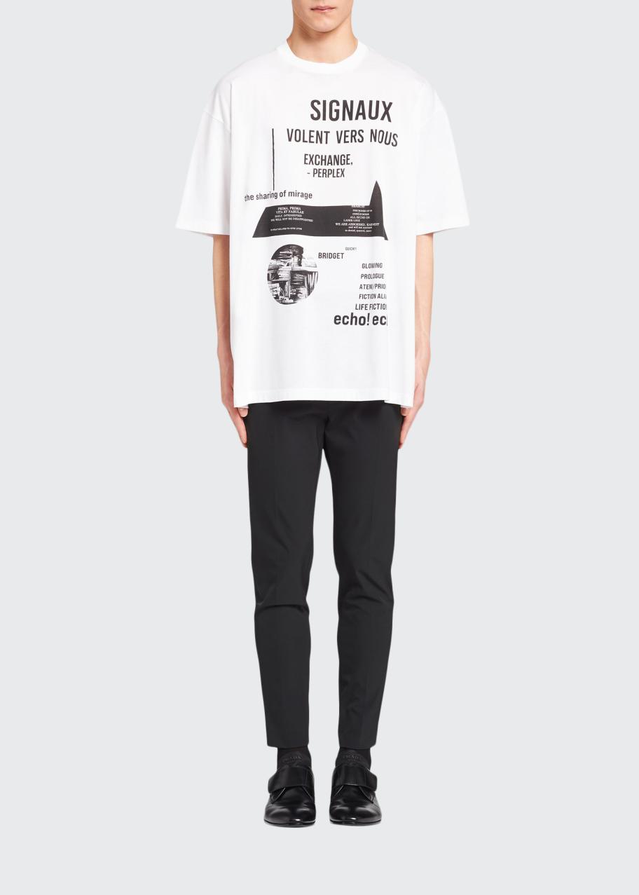 Prada Men's Oversized Typographic Jersey T-Shirt - Bergdorf Goodman