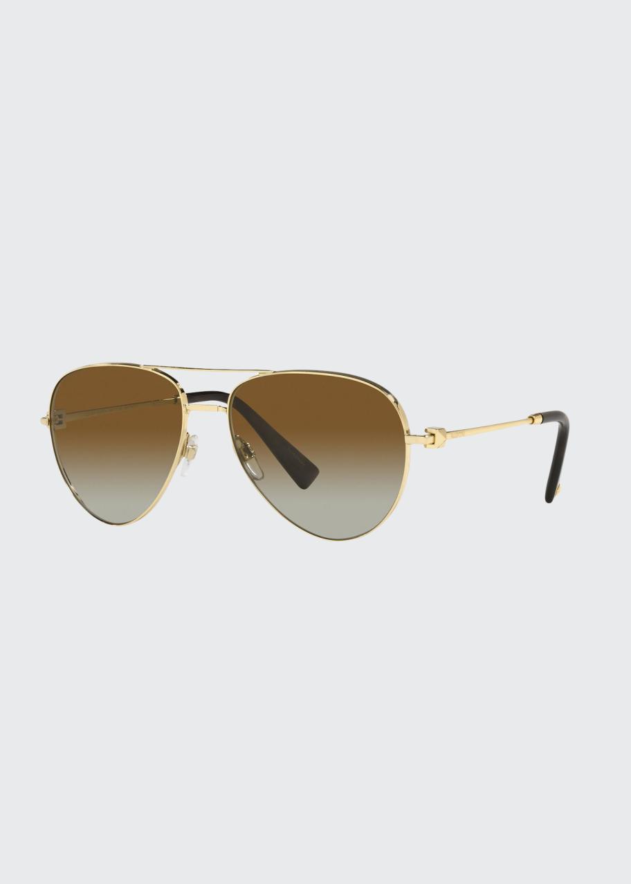 Valentino Garavani Metal Aviator Sunglasses - Bergdorf Goodman display picture 2