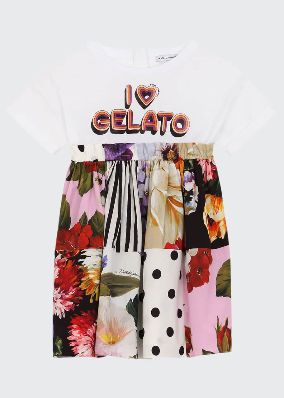 Dolce&Gabbana Girl's I Heart Gelato Patchwork Dress, Size 4-6 ...