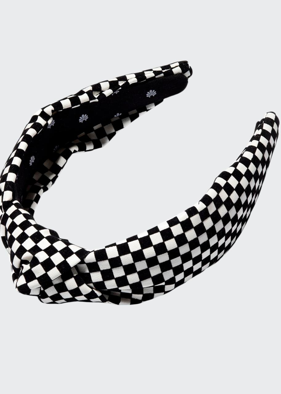 Lele Sadoughi Checkered Slim Knotted Headband - Bergdorf Goodman display picture 3