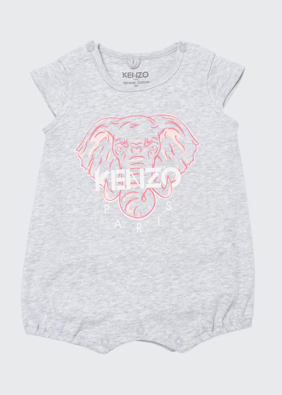 Kenzo Girl's Elephant Graphic Cotton Interlock Playsuit, Size 3-18M ...