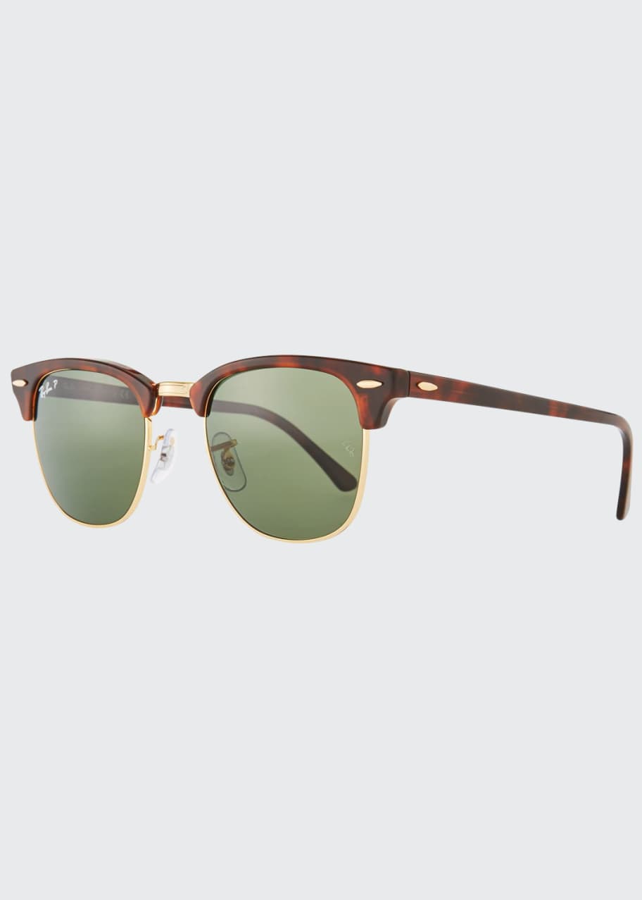 Image 1 of 1: Men's Classic Clubmaster Polarized Half-Rim Sunglasses