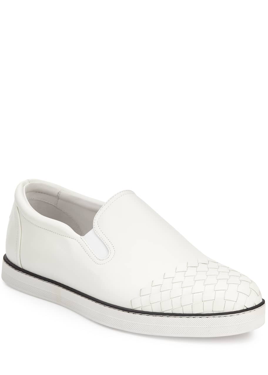 Image 1 of 1: Woven-Toe Leather Skate Shoe, White
