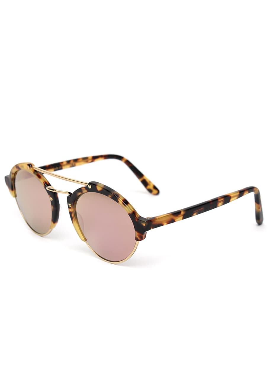 Illesteva Milan II Mirrored Round Sunglasses Tortoise Bergdorf Goodman