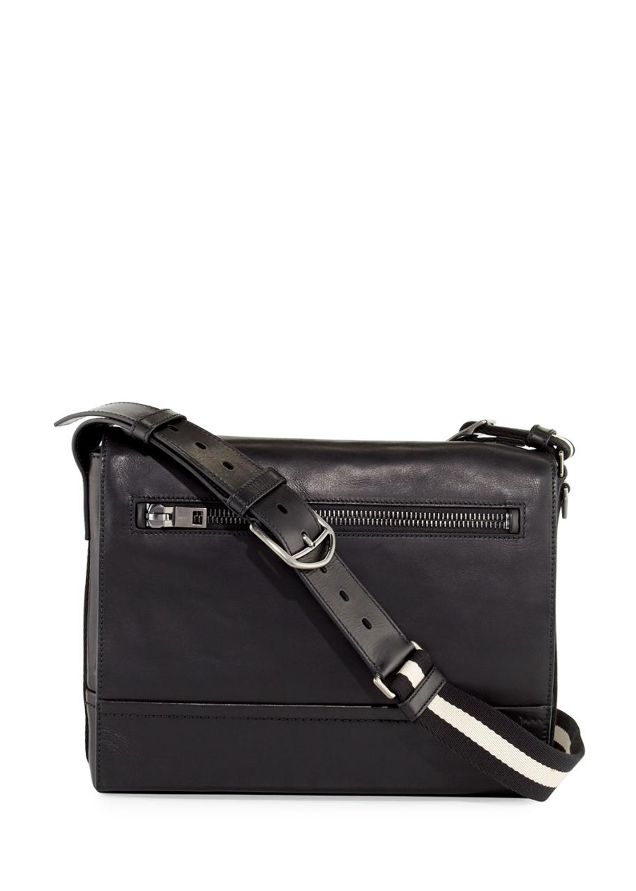 Bally Tamrac Men's Leather Messenger Bag, Black Bergdorf Goodman