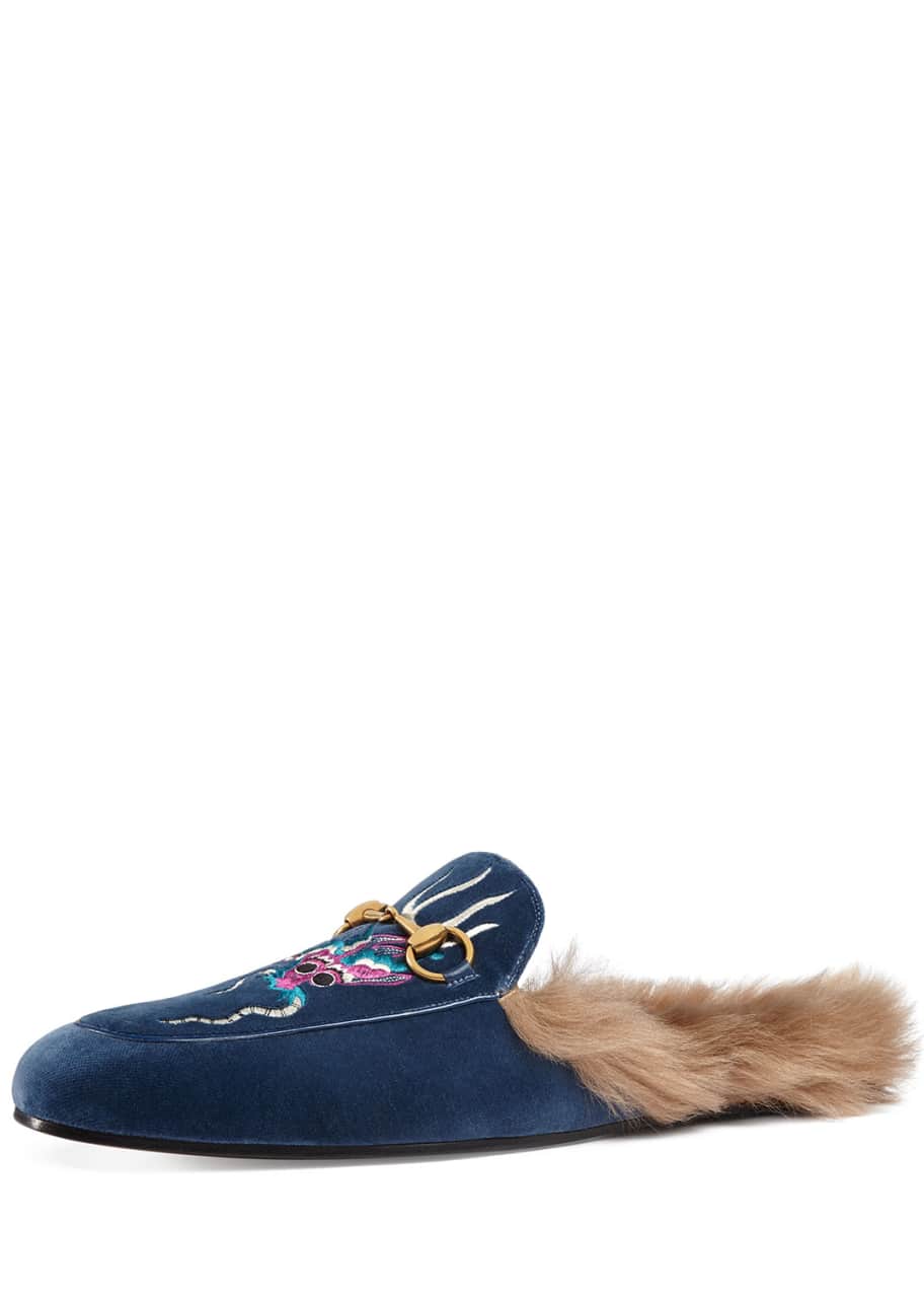Gucci princetown velvet on sale slipper