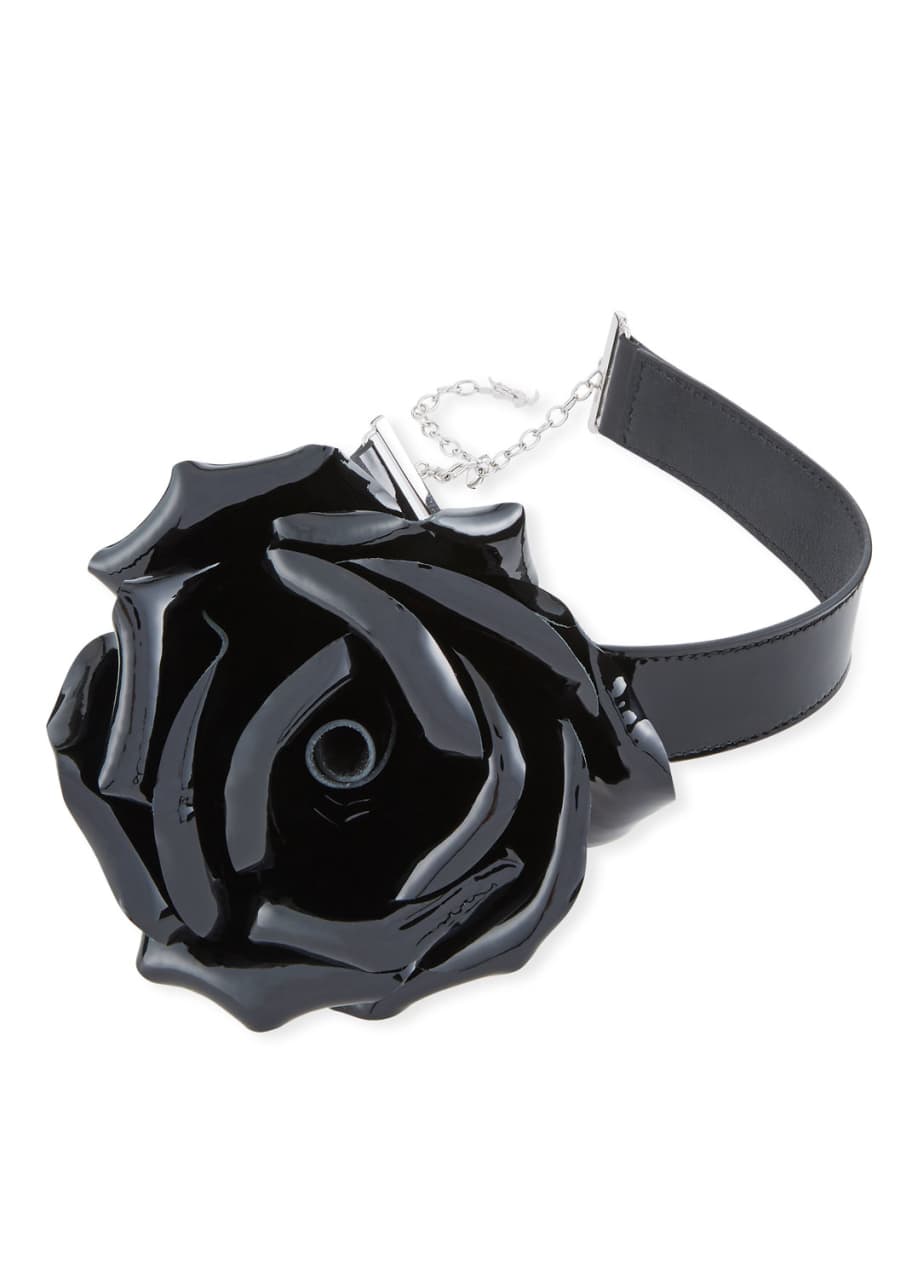 Saint Laurent Patent Leather Rose Choker Necklace - Bergdorf Goodman