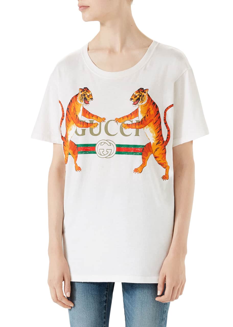 Gucci Gucci-Logo with Tigers T-Shirt - Bergdorf Goodman