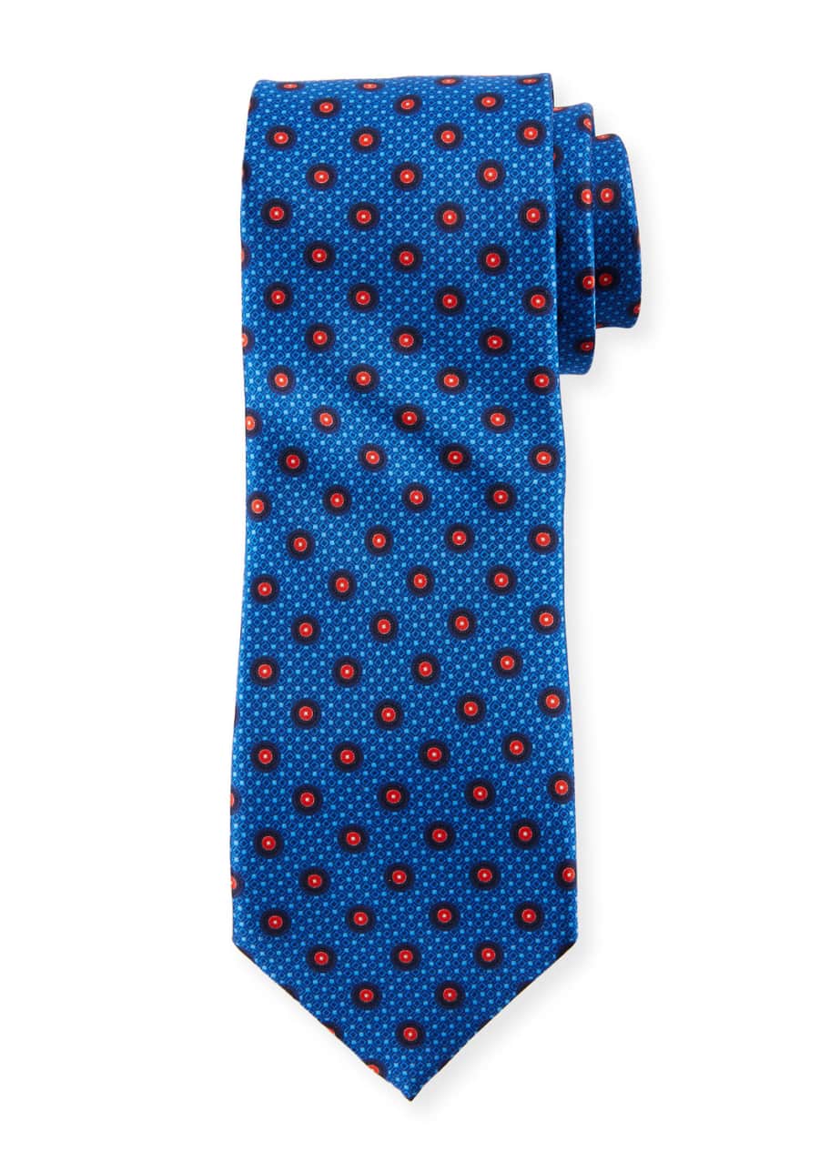 Image 1 of 1: Multi-Circles Silk Tie, Blue