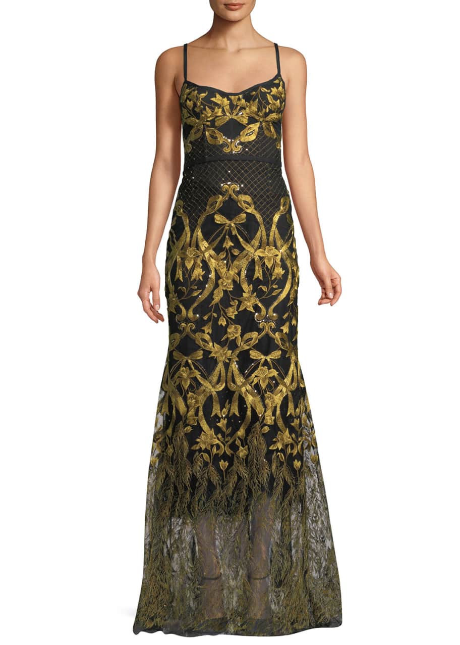 Marchesa notte embroidered corset gown on sale