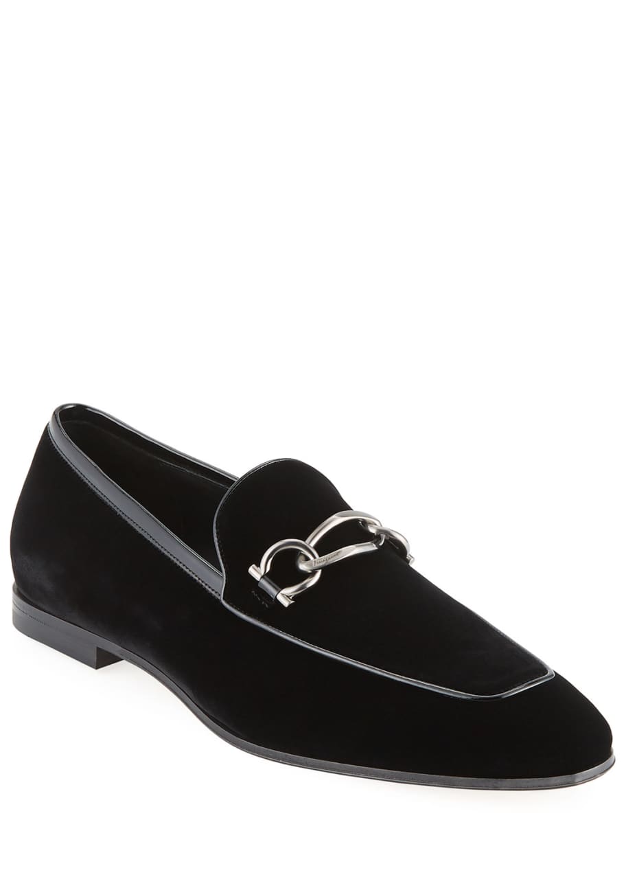 Salvatore Ferragamo Men s Boy 2 Chain Detail Velvet Loafer