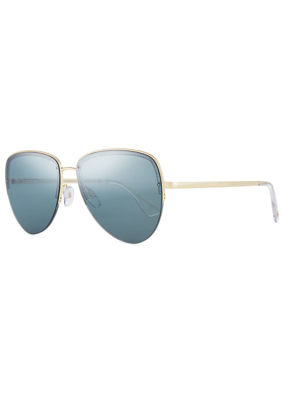 Le Specs Luxe Empress HalfRim Aviator Sunglasses Bergdorf Goodman
