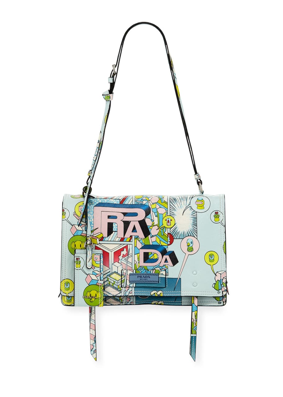 Prada Etiquette Medium Comic Print Shoulder Bag - Bergdorf Goodman