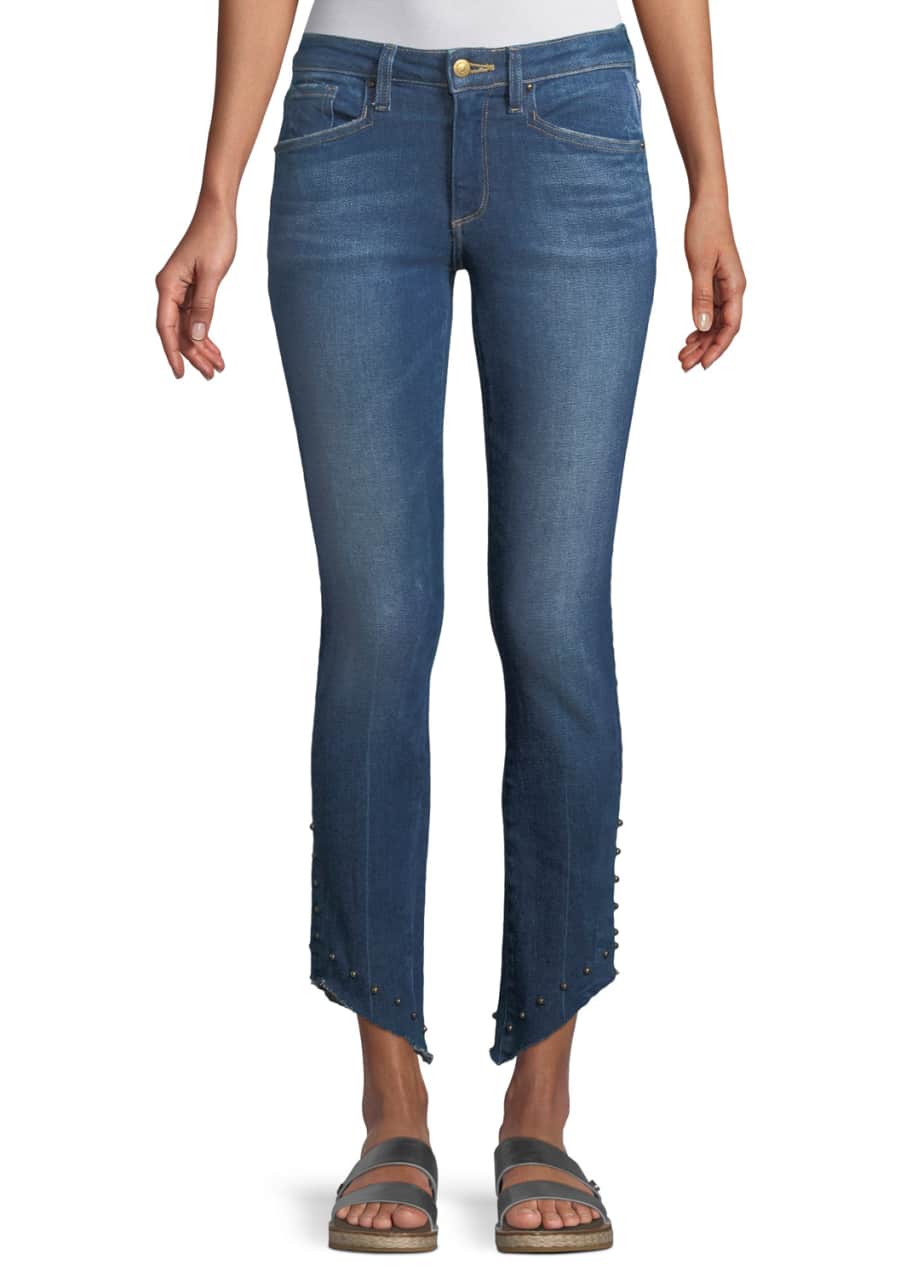 Acynetic Loren Kaylor Skinny Jeans w Grommet Asymmetric Hem Bergdorf Goodman