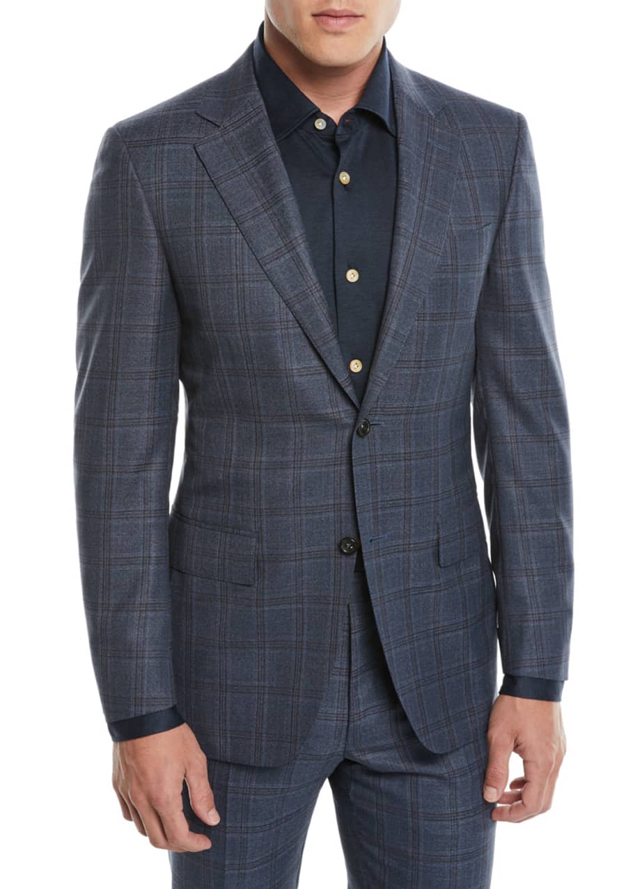 Image 1 of 1: Men's 130s Wool Plaid Two-Piece Suit