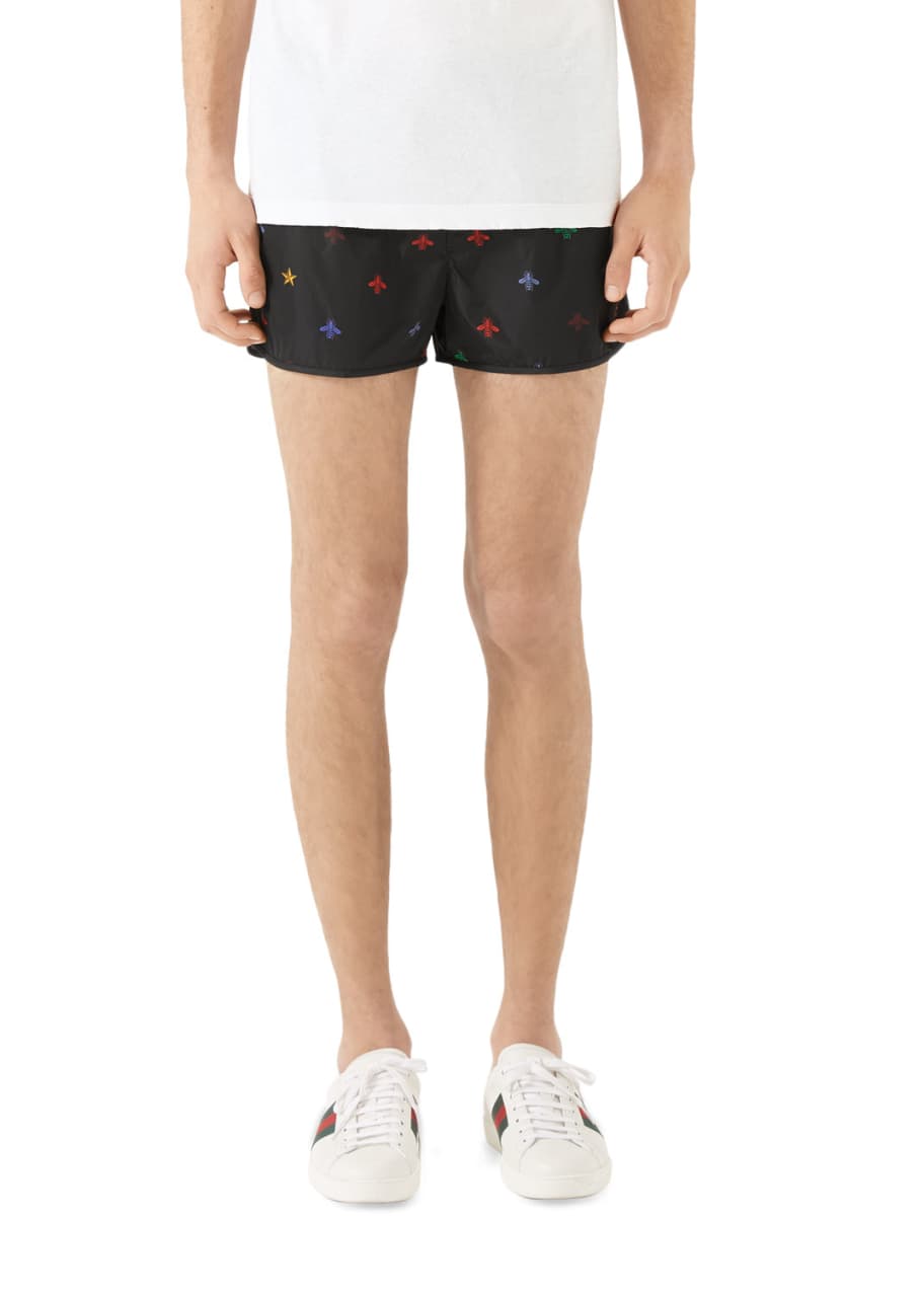 Image 1 of 1: Men's Signature Bee-Embroidered Short Swim Trunks