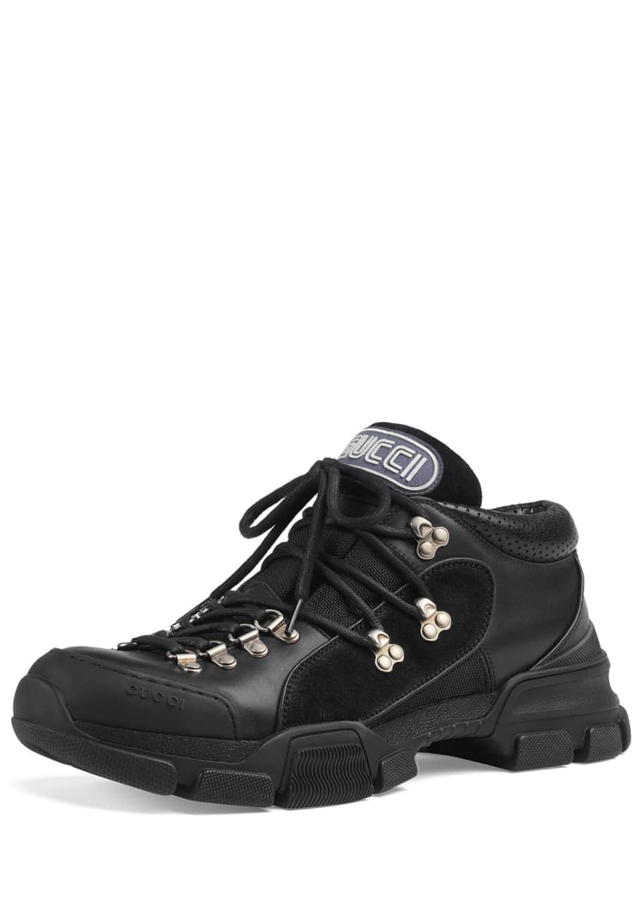 Shop Gucci Leather & Original GG Trekking Boots