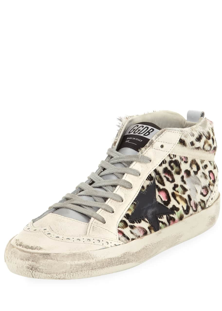 Image 1 of 1: Superstar Leopard Calf Hair Mid-Top Sneakers