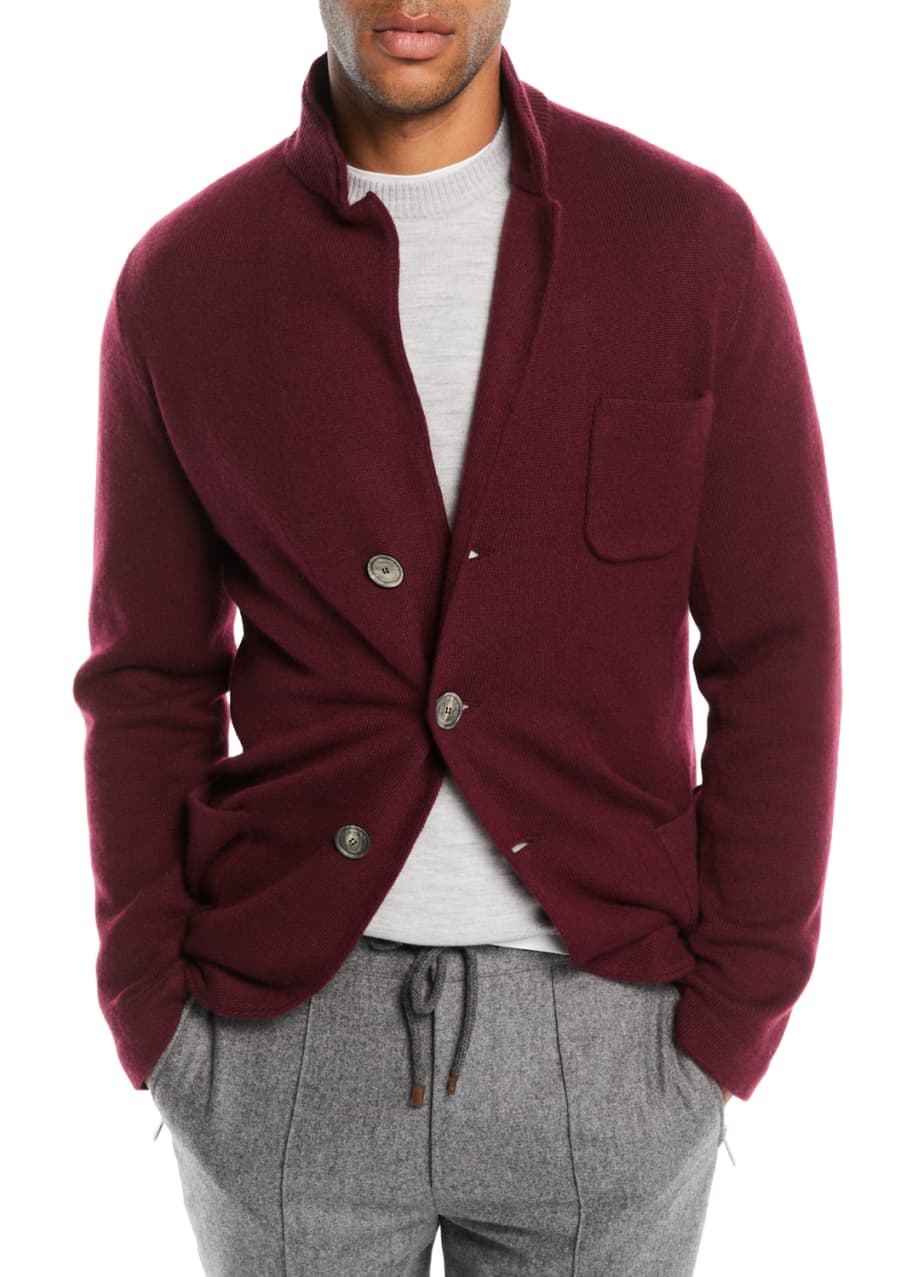 Image 1 of 1: Men's Cashmere Button-Front Knit Cardigan Jacket