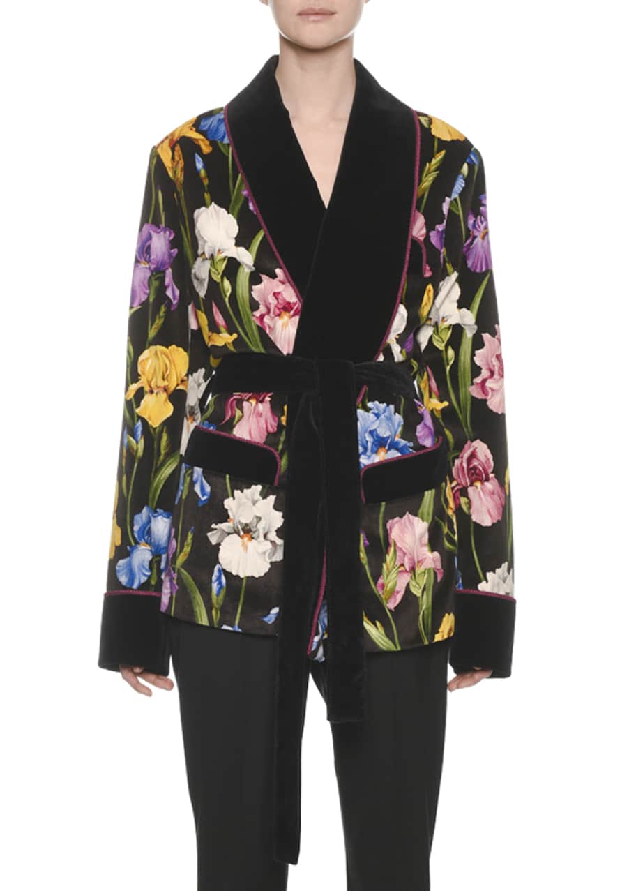 Dolce & Gabbana IrisPrint Velvet Short Robe Jacket Bergdorf Goodman
