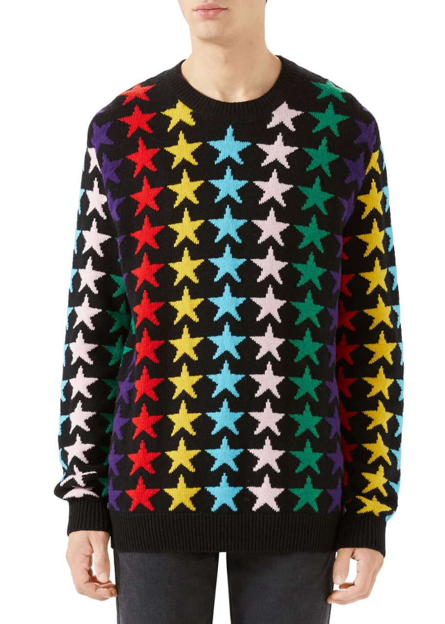 Gucci Men's Multicolor Stars Wool Sweater - Bergdorf Goodman