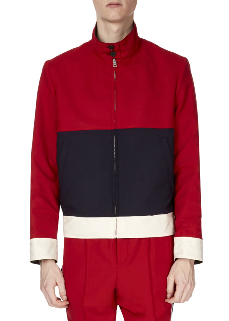 Image 1 of 1: Men's Reversible Stand-Collar Colorblock Harrington Jacket
