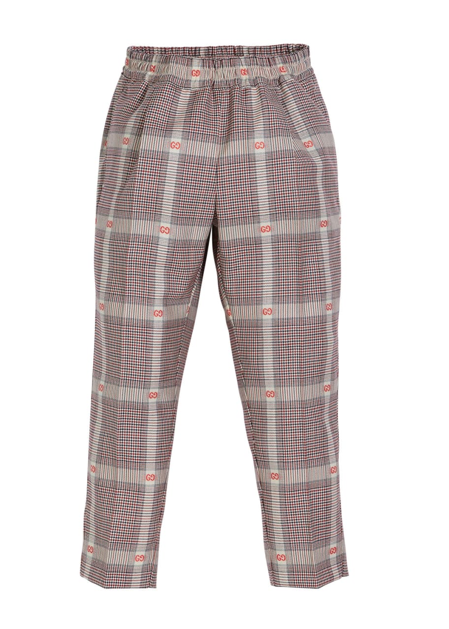 Image 1 of 1: Prince of Wales Plaid & GG Fil Coupe Dress Pants, Size 4-12