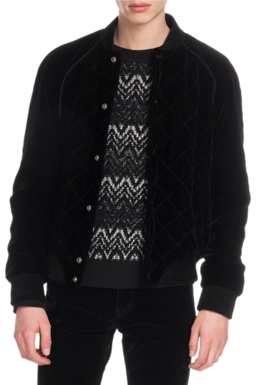 Saint Laurent Men s Quilted Velvet Bomber Jacket Bergdorf Goodman