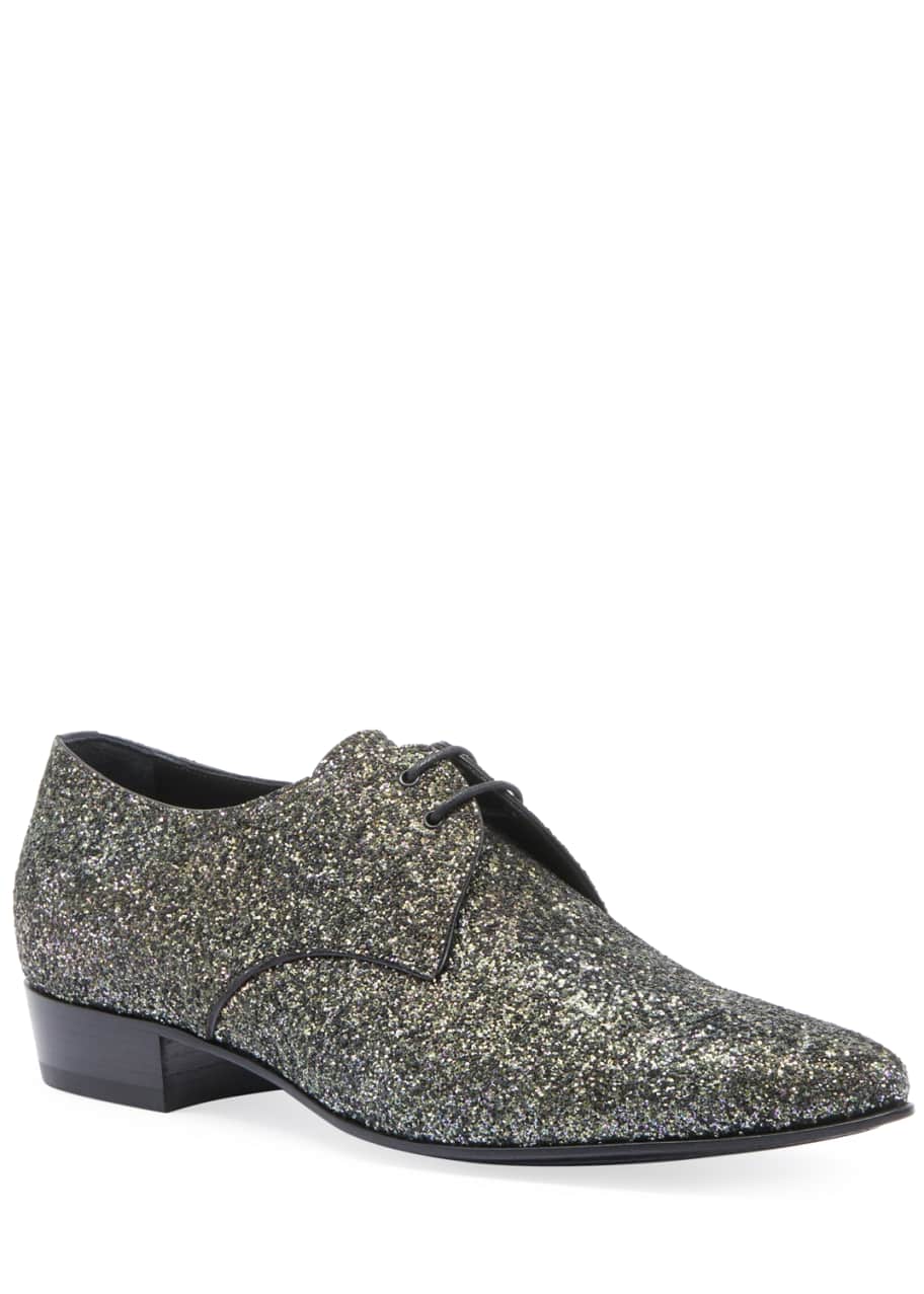 Saint Laurent Men's Hopper Glitter Derby Shoes Bergdorf Goodman