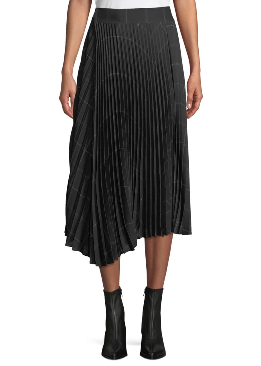 Vince pleated draped plaid midi skirt on sale
