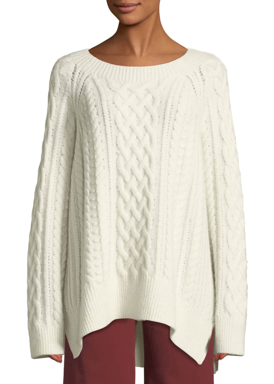 Vince Cable-Knit Wool-Blend Tunic Sweater - Bergdorf Goodman
