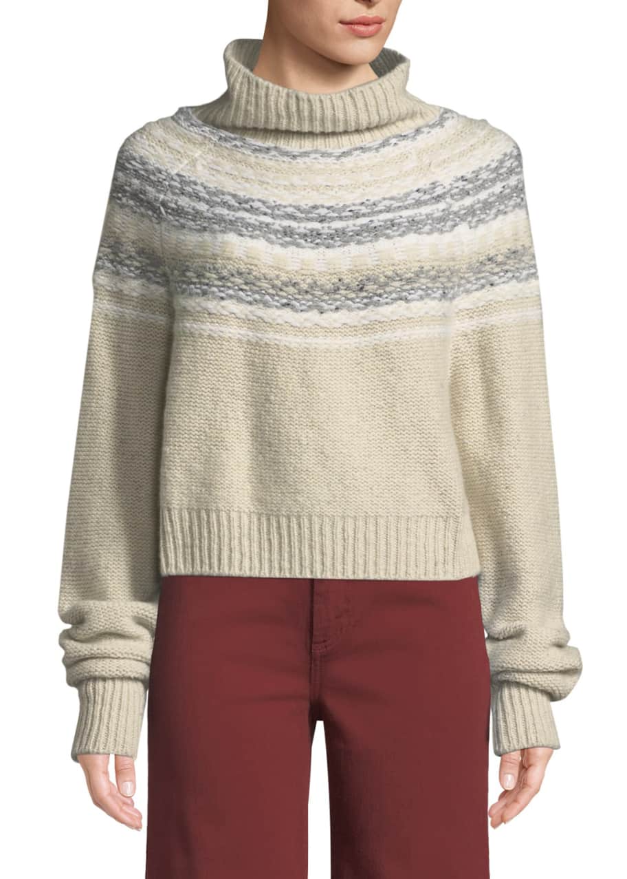 Cropped Fair Isle Turtleneck Sweater
